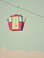 Ski Lift Cable Car : Stylized illustratic render of a Ski Lift Cable Car.