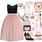 A fashion look from February 2015 featuring bralet crop top, tulle skirt and suede pumps. Browse and shop related looks.