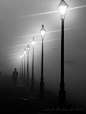 Street Lamps on a foggy night