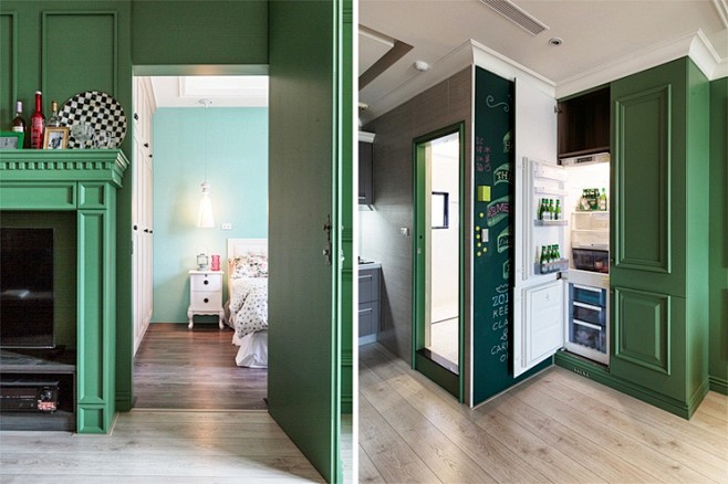 21平米的绿色小户型 巧妙隔出两间卧室 ...