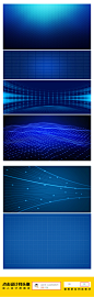 蓝色科技点线科技网格背景