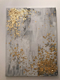 Items similar to Light grey and gold leaf abstract painting on Etsy