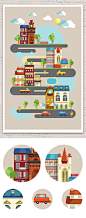 City Infographic : Illustration of vector buildings, cars, trees, roads. Use this objects to create your own city, so join it and have fun !Flat design.