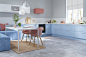 Macaroon CGI kitchens : Always looking to keep their range fresh, our client [Wren] wanted to create some beautiful, chic, Parisian inspired kitchen spaces for their new range of pastel colours. The CG kitchens below are the result of a few months design 