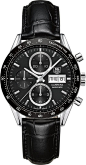 TAG Heuer Watch Carrera Day Date Calibre 16 #bezel-fixed #bracelet-strap-alligator #brand-tag-heuer #case-material-steel #case-width-41mm #chronograph-yes #date-yes #day-yes #delivery-timescale-call-us #dial-colour-black #gender-mens #luxury #movement-aut