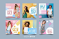 Fashion sale banner collection with photo Free Vector