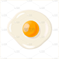 煎蛋孤立在白色背景上。自然的产品。食品配料，矢量插图。煮熟的煎蛋卷。准备午餐，晚餐，早餐。