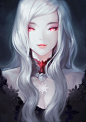 Anime 1131x1600 red eyes white hair