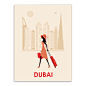 轻艺术 创意插画 简约 世界旅游城市 海报画芯 ##现代##迪拜##家居##客厅##装饰画#