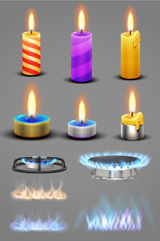 蜡烛天然气火焰元素矢量图标图形
