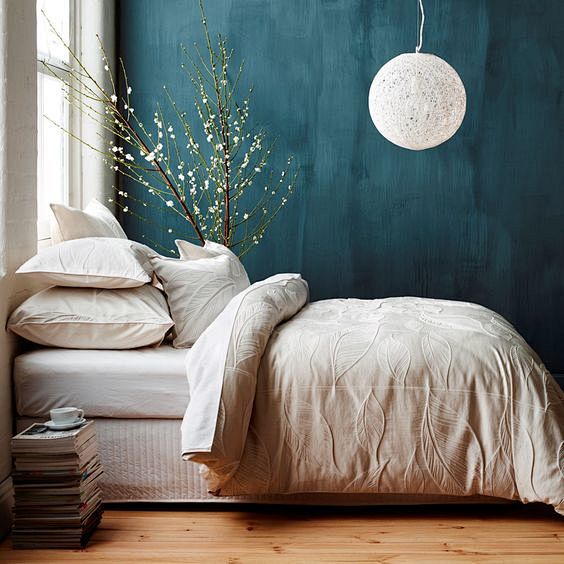 blue wall: 浪漫的卧室