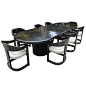 Rare Karl Springer Extension Dining Table with Eight Onassis Chairs | From a unique collection of antique and modern dining room sets at https://www.1stdibs.com/furniture/tables/dining-room-sets/