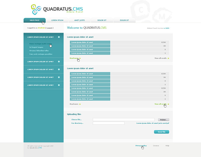 Admin Panel for CMS ...