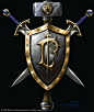 人类徽标—勇气之标
以长剑巨锤和盾牌作为元素，上面的标志象征着人类最大的洛丹伦帝国，取的是首字母“L”。