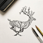 来自插画师 Alfred Basha  针管笔绘画作品一组。
#鹿#