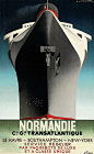 Cassandre设计的这幅海报是为了宣传诺曼底号的游轮之旅。 该设计由此成为20世纪装饰艺术和现代主义海报设计的标志。 仰视的视角体现出游轮体积之大，海报中的海鸥赋予画面更多的生命力。
