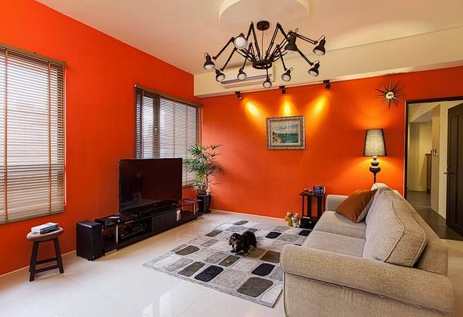 橙色温馨舒适的家居设计,家居,空间套图,...
