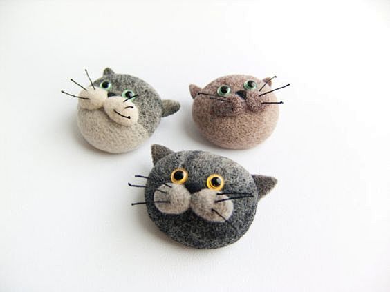 Needle felted cat br...