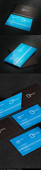 蓝色简约企业名片模板_名片设计/二维码名片图片素材