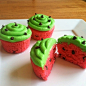 Watermelon cupcakes. Even though I don't like cake, I want to make these because they look so cute.