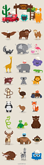 卡通小动物大集合#一组可爱的动物卡通形象.jpg (600×2256)