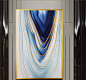 手工金箔装饰画现代抽象轻奢客厅挂画竖版蓝山沙发背景墙壁画-淘宝网