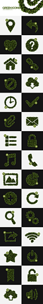 Green 3d Icons : Collection of 30 icons.
