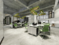 办公大楼商务会议、绿色工作室三维效果图