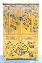 Rare Antiique Chinese yellow painted  Cabinet 