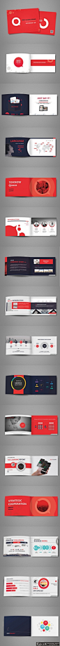 简约时尚UI画册设计 创意红色大面积色块元素画册封面设计 时尚黑白色画册内页设计案例