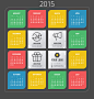 2015彩色贴纸年历矢量素材，素材格式：EPS，素材关键词：贴纸,2015年,年历,羊年