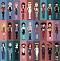 Set of people icons : profile, human, model, glasses, boy, user, business, interface, teacher, adult, vector, app, head, symbol, character, social, occupation, people, different, black, caucasian, female, fashion, computer, suit, portrait, flat, beard, cr