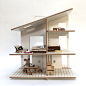 Big wooden flatpack doll's house : Big, Simple and modern dolls house with 3 floors, scales, doors and lift to play with playmobil, sylvanian and other small dolls (size between 8 and 12 cm, approximately 1/12e)  Its open to play together and there are a 