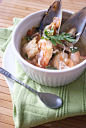 Homemade- Style Cioppino
Cioppino is mostly a seafood stew made with drained tomatoes (usually canned tomatoes if you eat out, hence the deep red color), and clam juice. I used fresh tomatoes instead and it tastes just as fine! It&#;8217s good to step