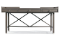 Skyloft 66" Console, Stone Gray : Give your entryway a contemporary makeover with this three-drawer console, crafted of durable maple sealed in walnut veneers. Outfitted with capped feet, X-shaped support beams, and a gorgeous gray...