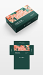 个性小清新手绘花纹长盒子包装设计展开图7