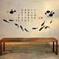 江上渔者 古典中国风书法壁画书房办公室背景墙装饰贴纸 艾薇墙贴 