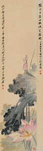 张大千 荷画《芙蓉图》 (810×2813)
张大千三十三岁时开始住进北京颐和园，一住就是五年，颐和园池塘中那又肥又大的荷花使他对画荷的兴趣越加浓厚，他自己常说：“赏荷、画荷，一辈子都不会厌倦！”。他认为，荷花最难下手的部分不是花，而是杆子，因为一笔下去不得回头，重描就不成画了。