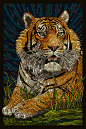 Tiger - Paper Mosaic - Lantern Press Poster