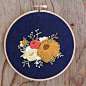 Floral Bouquet Embroidery Hoop Yellow and by IttyBittyBunnies