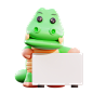 Aligator Pose - 01 - 10款卡通动物3D图标合集 Animalls - 3D Cute Illustration Pack