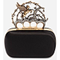 Alexander McQueen Black Satin Flying Unicorn Knuckle Clutch ($3,395) ❤ liked on Polyvore featuring bags, handbags, clutches, alexander mcqueen purse, knuckle clutches, alexander mcqueen, knuckle purse and satin clutches