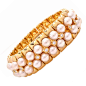Mikimoto Pearl 2.75cts Diamond Gold Wide Bracelet