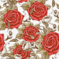 复古玫瑰花图案矢量图高清素材 底纹 红色玫瑰 背景 花卉图形 矢量图 免抠png 设计图片 免费下载