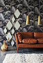 Amazing wallpaper design and fab mirrors! #interior: 