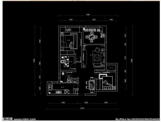 三室CAD多层平面户型方案