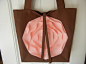 Cotton Canvas "Pink ROSE in Chocolate Brown" Purse--Shoulder Bag-Tote Bag-Ready to Ship