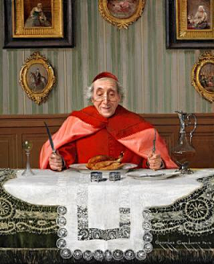 世界名画收集者—洁儿采集到比利时的学术画家乔治 风格幽默描绘红衣主教而著名