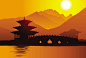 扁平化中国旅游景点风景装饰插画宣传广告banner设计矢量图案素材