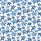 美丽的蓝色小品星星孤立在白色的背景。可爱的星形无缝图案。矢量平面图形手绘插图。纹理。